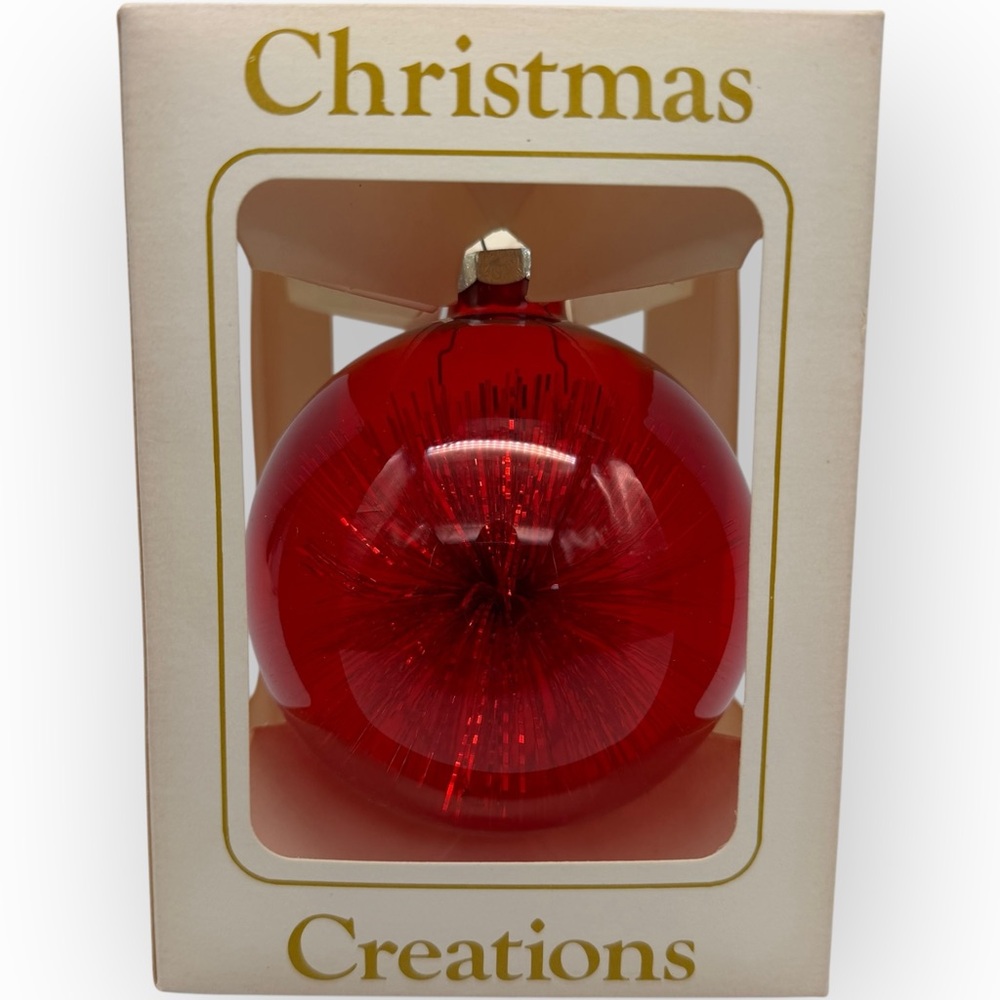 New in‎ Box Radiant Red Sparkle Atomic Glass MCM Ornament